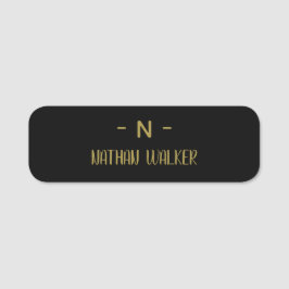 Elegant Guld & Grå Monogram I Minimalistisk Elegan Namnbricka