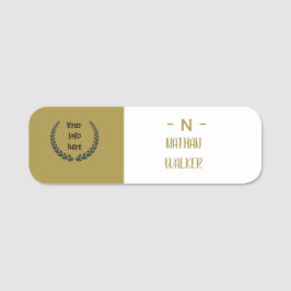 Elegant Guld & Grå Monogram I Minimalistisk Elegan Namnbricka