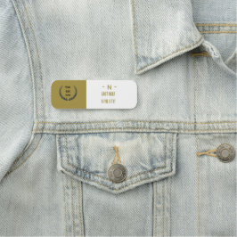 Elegant Guld & Grå Monogram I Minimalistisk Elegan Namnbricka