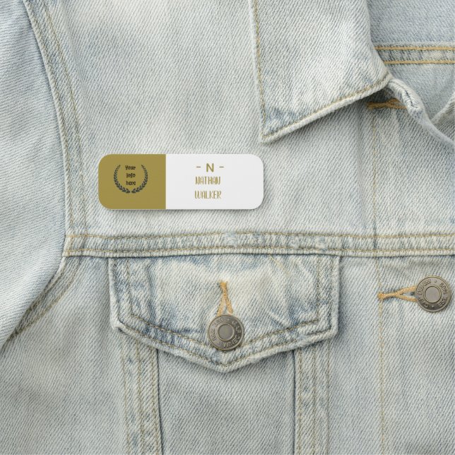 Elegant Guld & Grå Monogram I Minimalistisk Elegan Namnbricka (På plats)