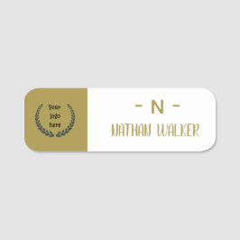 Elegant Guld & Grå Monogram I Minimalistisk Elegan Namnbricka