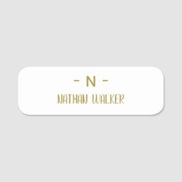 Elegant Guld & Grå Monogram I Minimalistisk Elegan Namnbricka