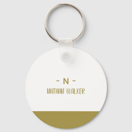 Elegant Guld & Grå Monogram I Minimalistisk Elegan Nyckelring