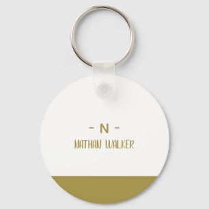 Elegant Guld & Grå Monogram I Minimalistisk Elegan Nyckelring