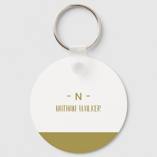 Elegant Guld & Grå Monogram I Minimalistisk Elegan Nyckelring (Framsida)