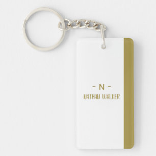 Elegant Guld & Grå Monogram I Minimalistisk Elegan Nyckelring