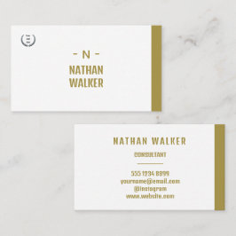 Elegant Guld & Grå Monogram I Minimalistisk Elegan Visitkort