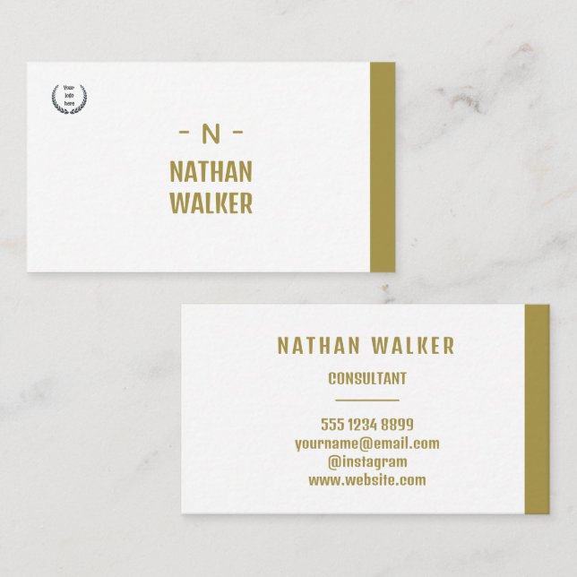 Elegant Guld & Grå Monogram I Minimalistisk Elegan Visitkort (Fram/baksida)