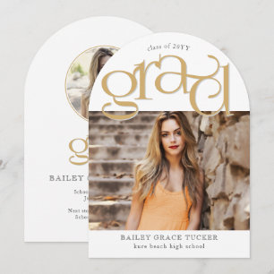 Elegant Guld GRAD 2-Foto Ark Examen Inbjudningar