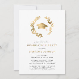 Elegant Guld Grad Cap och Wandeans Studentfest Inbjudningar