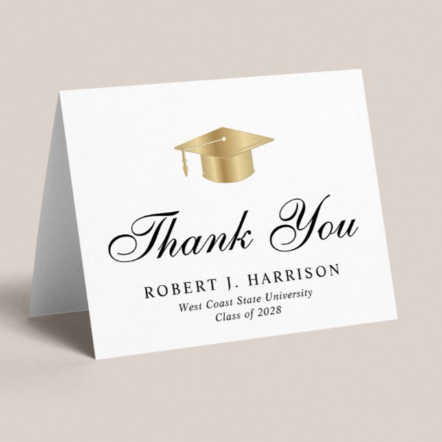 Elegant Guld Grad Cap Studenten Tack Kort (Skapare uppladdad)