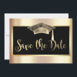 Elegant Guld Grad Cap Tassel Spara datum Spara Datumet<br><div class="desc">Elegant guld graderat lock på guld bakgrund.</div>