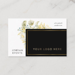 Elegant Guld Gräns Wildblomma QR CODE Visitkort