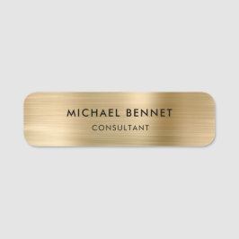 Elegant Guld Grått Metallic Professionell Business Namnbricka