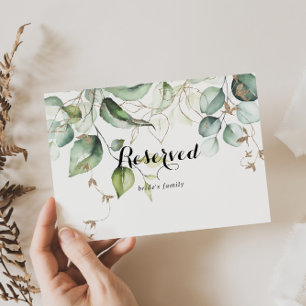 Elegant Guld Greenery Bröllop Reserved Sign