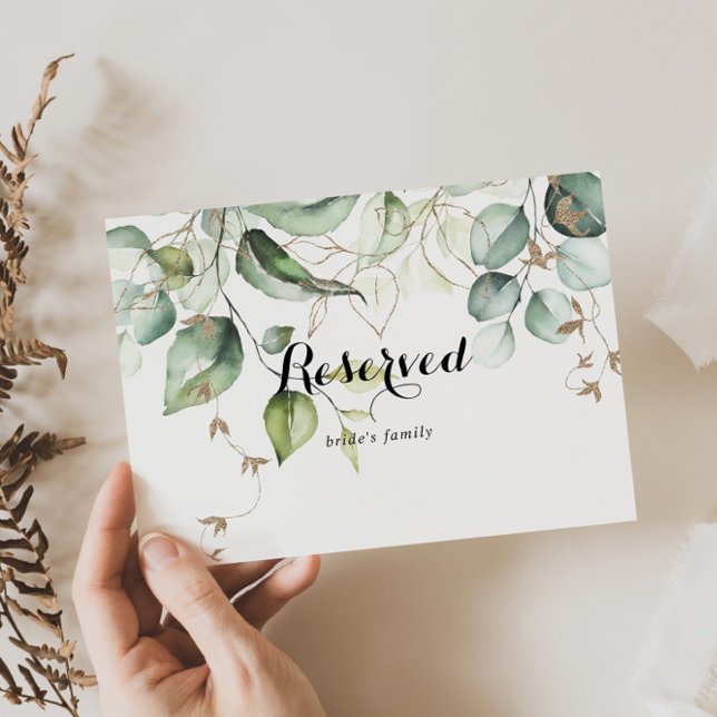 Elegant Guld Greenery Bröllop Reserved Sign (Skapare uppladdad)