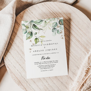 Elegant Guld Greenery Calligraphy Spain Bröllop Inbjudningar
