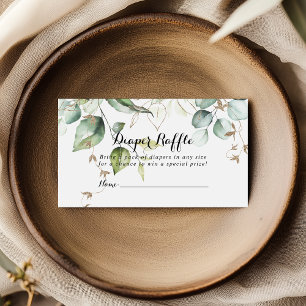 Elegant Guld Greenery Diaper Raffle Biljett Tilläggskort