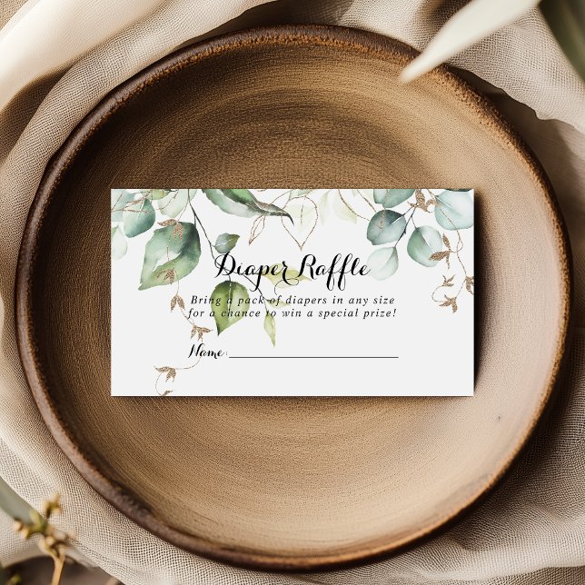 Elegant Guld Greenery Diaper Raffle Biljett Tilläggskort (Skapare uppladdad)