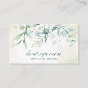 Elegant Guld Greenery Eucalyptus Visitkort