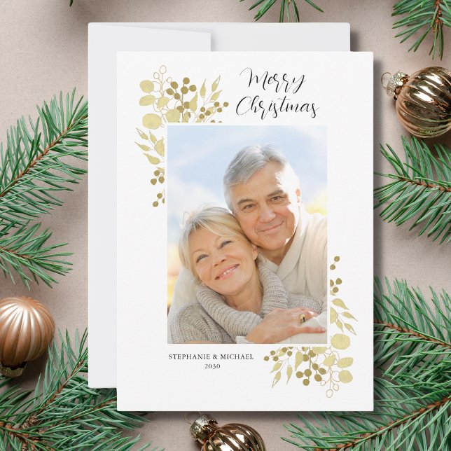 Elegant Guld Greenery God jul Photo (Skapare uppladdad)