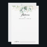 Elegant Guld Greenery Modern Calligraphy Bröllop Rådkort<br><div class="desc">Guld, som i elegant är ett grönt, modernt kalligrafkort för bröllop är perfekt för ett enkelt bröllop. Utformningen har handritade guld och botaniska grönten eukalyptus löv, inspirerande konstnärlig skönhet. De här korten är perfekter för bröllop, möhippa, babydusch, studentfest och mycket mer. Anpassa korten med namn från bruden och brudgummen, blivande...</div>