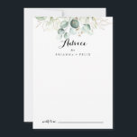 Elegant Guld Greenery Modern Calligraphy Bröllop Rådkort<br><div class="desc">Guld, som i elegant är ett grönt, modernt kalligrafkort för bröllop är perfekt för ett enkelt bröllop. Utformningen har handritade guld och botaniska grönten eukalyptus löv, inspirerande konstnärlig skönhet. De här korten är perfekter för bröllop, möhippa, babydusch, studentfest och mycket mer. Anpassa korten med namn från bruden och brudgummen, blivande...</div>