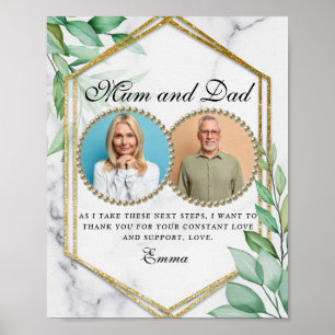 Elegant Guld Greenery Parents of the Bride Gift Poster