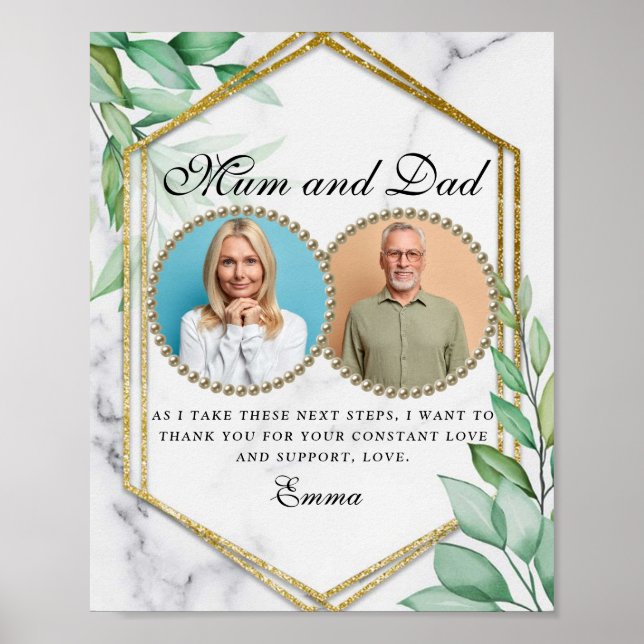 Elegant Guld Greenery Parents of the Bride Gift Poster (Framsidan)