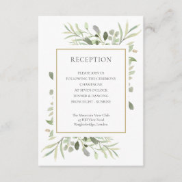 Elegant Guld Greenery Wedding Reception Tilläggskort