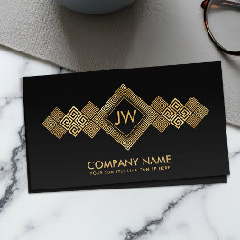 Elegant Guld grekiska Meander Nyckel Monogram Visitkort