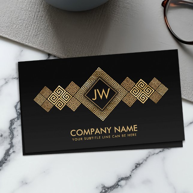Elegant Guld grekiska Meander Nyckel Monogram Visitkort (Skapare uppladdad)