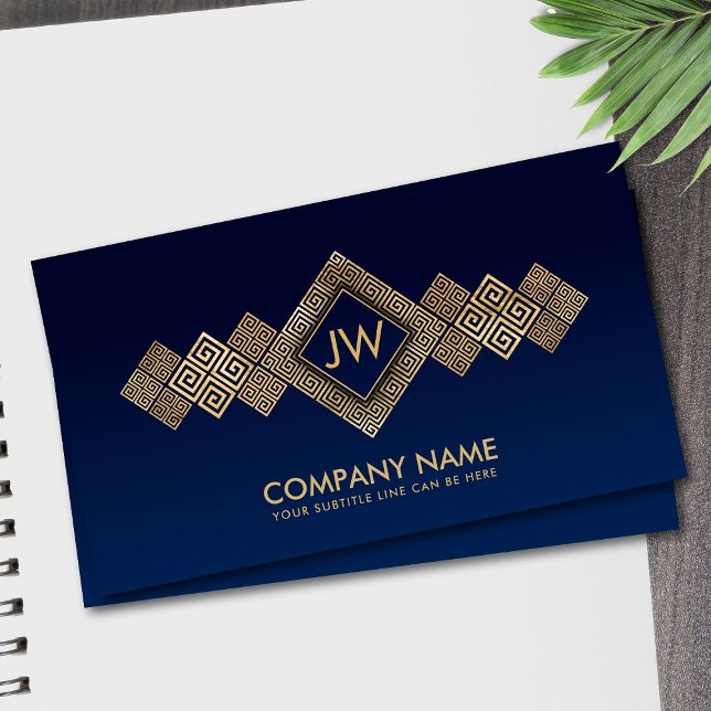 Elegant Guld grekiska Meander Nyckel Monogram Visitkort (Skapare uppladdad)