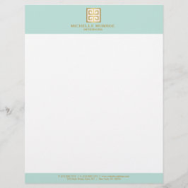 Elegant Guld grekiska Nyckel om Mint Insida Design Brevhuvud