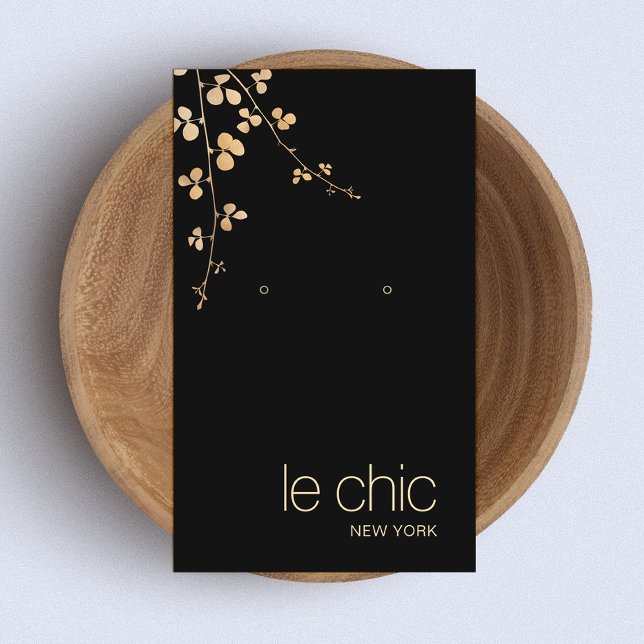 Elegant Guld Gren Black Earring Visning Holder Visitkort (Skapare uppladdad)