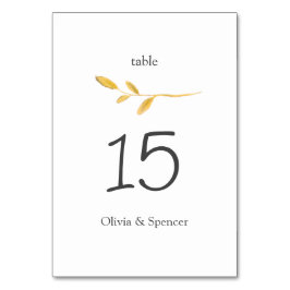 Elegant Guld Gren Modern Bröllop Bordsnummer