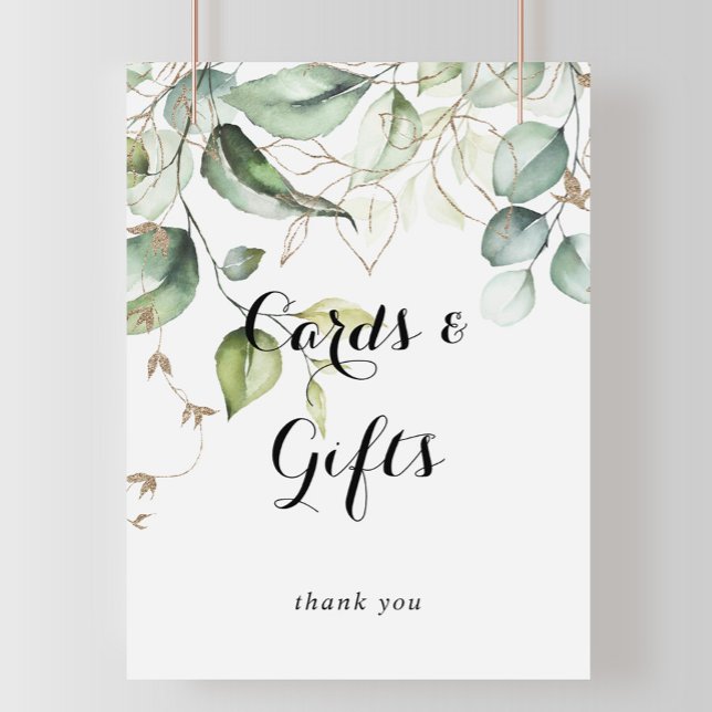 Elegant Guld Grey Cards and Gifts Sign Poster (Skapare uppladdad)