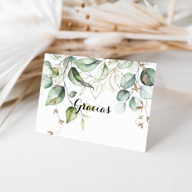 Elegant Guld Grey Folke Folke Gracias Card Bröllop Tack Kort (Skapare uppladdad)