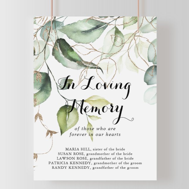 Elegant Guld Grey in Loving Memory Sign Poster (Skapare uppladdad)