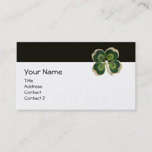 ELEGANT GULD GRÖN SHAMROCK JUVEL MED PÄRLOR VISITKORT