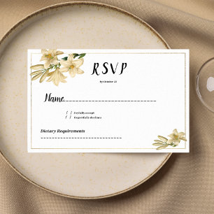 Elegant guld grön vit lilja blomma RSVP Inbjudningar