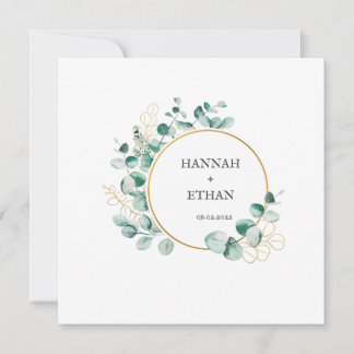 Elegant Guld Grönska Eukalyptus Personlig   Inbjudningar