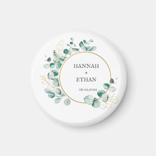 Elegant Guld Grönska Eukalyptus Personlig   Magnet (Framsidan)