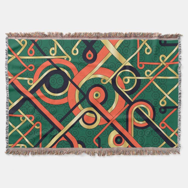 Elegant Guld & Grönt Art Deco Geometric Blanket Filt (Framsidan)
