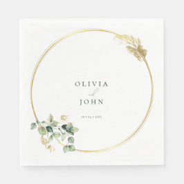 Elegant Guld Grönt Eucaliptus Bröllop Pappersservett