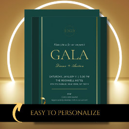 Elegant Guld Grönt Gala Fundising Event Inbjudningar