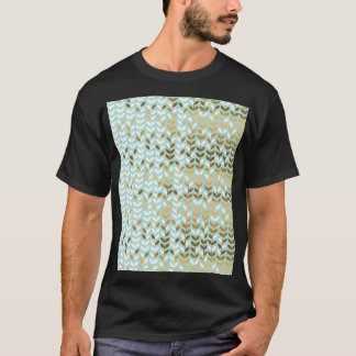 Elegant Guld Grönt Löv Mönster T Shirt