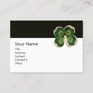ELEGANT GULD GRÖNT SHAMROCK JEWEL MED PEARLER VISITKORT