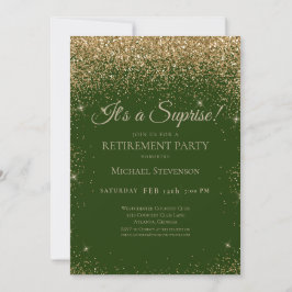 Elegant Guld Grönt Surprise Pension Party Inbjudningar