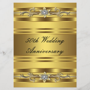 Elegant Guld Gyllene 50-års Bröllopsjubileum Inbjudningar